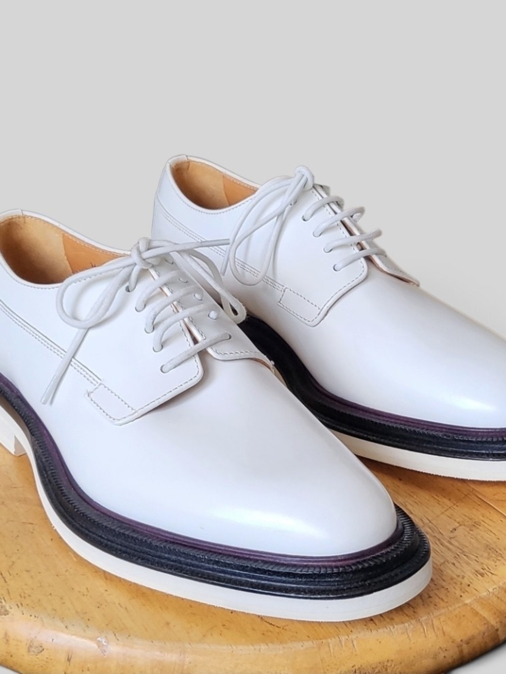 Church's England Misty White Leather Platform Oxfords Derbies Sz35.5 US5.5 READ